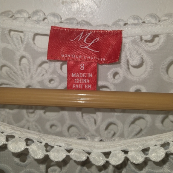 NWT MONIQUE LHUILLIER White Lace Blouson Dress - Picture 7 of 10